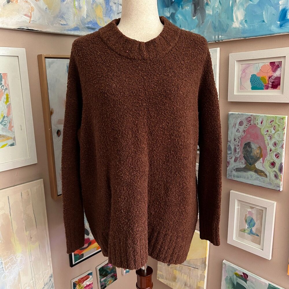 Old Navy‎ Brown Chunky Knit Sweater Cozy Pullover Oversized Womens Size L Casual